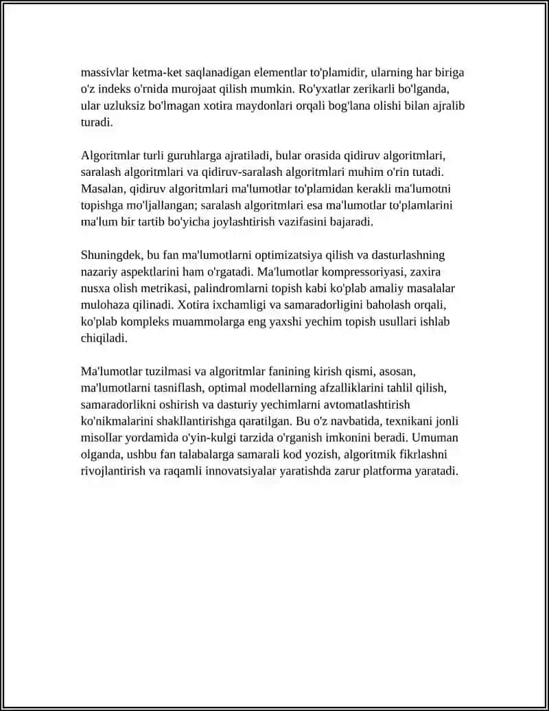 MA'LUMOTLAR TUZILMASI VA ALGORITMLAR FANIGA KIRISH 4