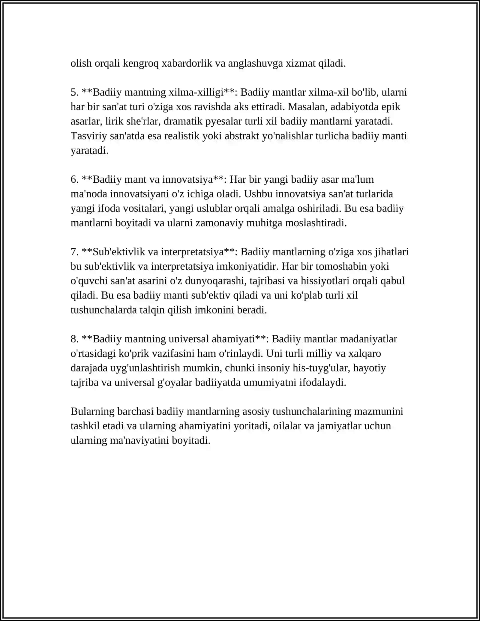 Badiiy Mantlar 4