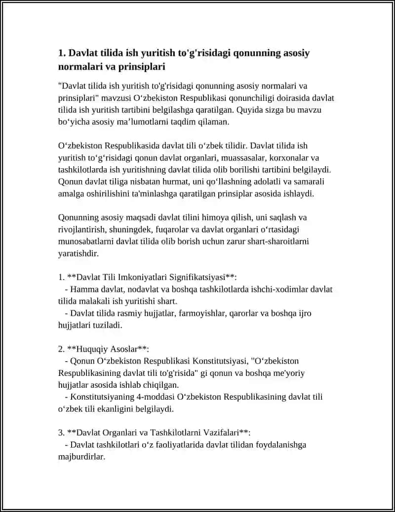 DAVLAT TILIDA ISH YURITISH HAQIDAGI QONUN VA UNING IJROSI. MUOMMO VA YECHIM 4