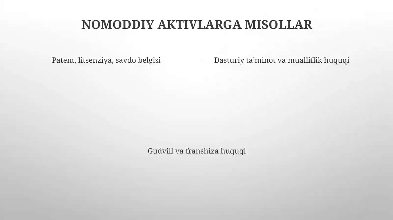 Nomodiy aktivlar 7 son BHMS va 38 son MHXS lari tushuncha va ularni farqi Azamat 4