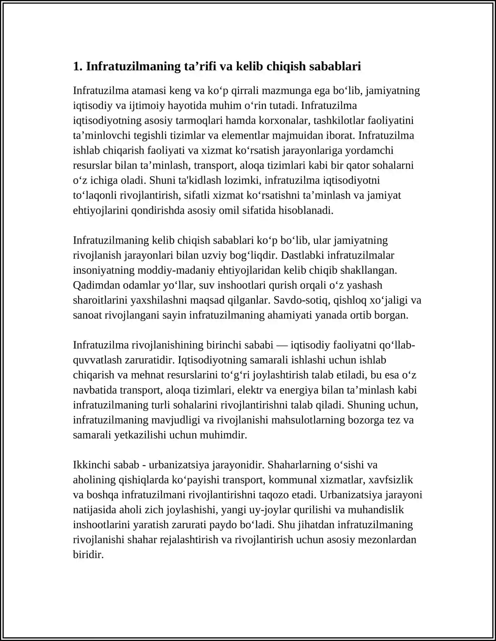 INFRATUZILMA NI MOHIYATI VA KELIB CHIQISH SABABLARI 4