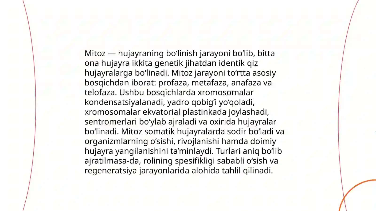 Hujayra bo' linishining norasmiy tiplari va biologik ahamiyati 4