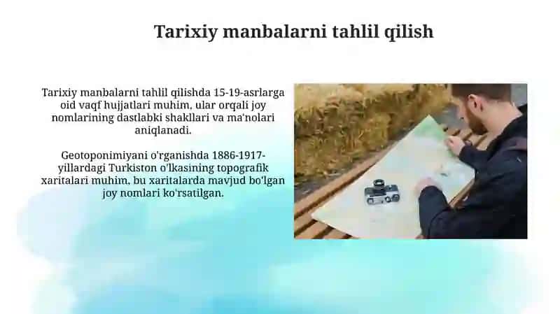 Geotoponimika fanining tadqiqot usullari 4