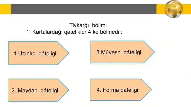 Kartografiya Kartografiya proekciyalardıanıqlaw 4