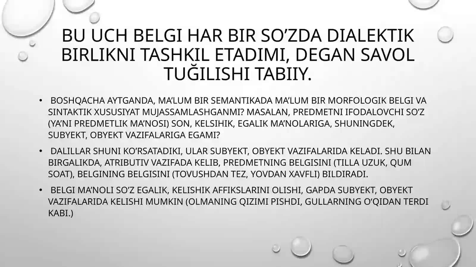 so'zning grammatik ma’nolari va so’z turkumlari tasnifi bo’yicha mashqlar bajarish 4
