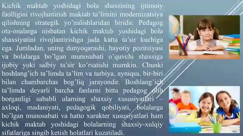 KICHIK MAKTAB YOSHIDAGI O’QUVCHILARDA O’QISHGA BO’LGAN EMOTSIONAL MUNOSABAT SHAKLLANISHINING PSIXOLOGIK XUSUSIYATLARI 4