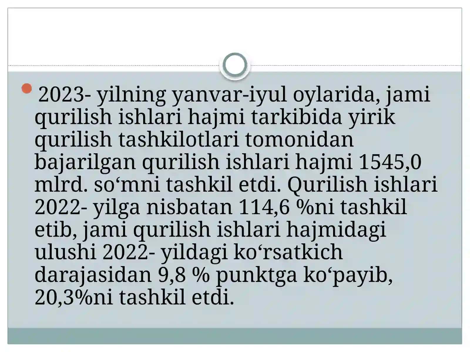 Toshkent viloyatining qurilish soxasidagi tutgan o’rni 4