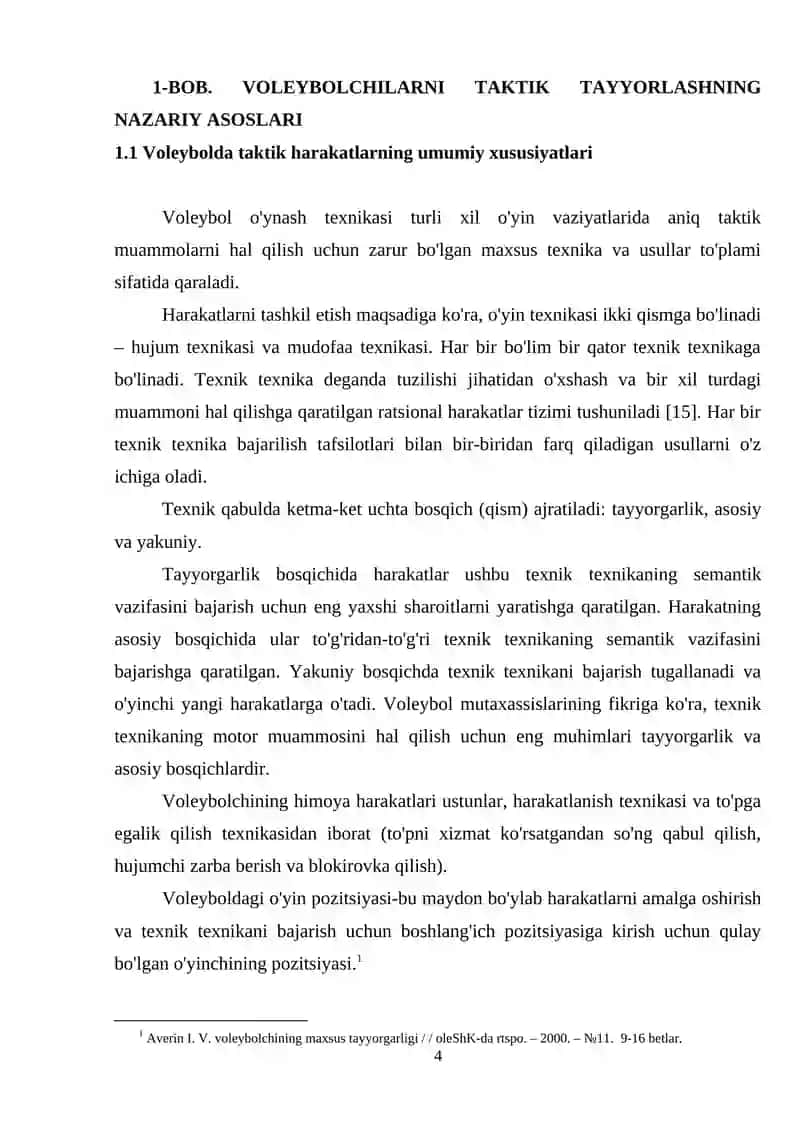 Voleybolchilar taktik tayyorgarligi 4