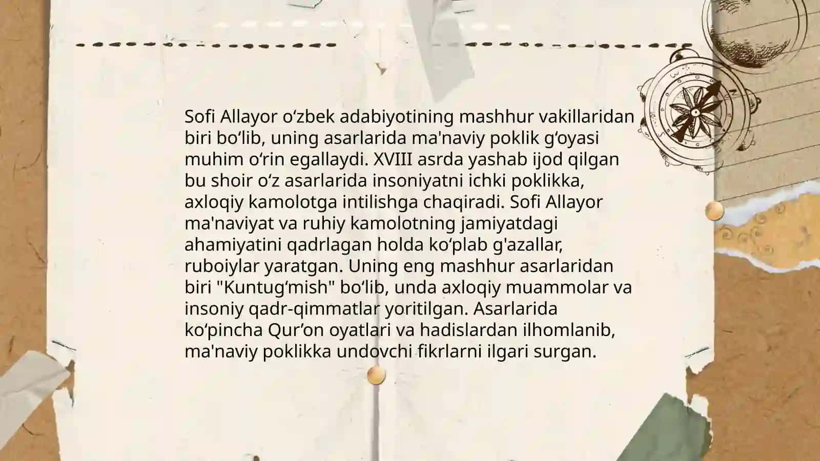 Sofi Allayor ijodidagi yetakchi g'oyaviy badiiy xususiyarlar 4