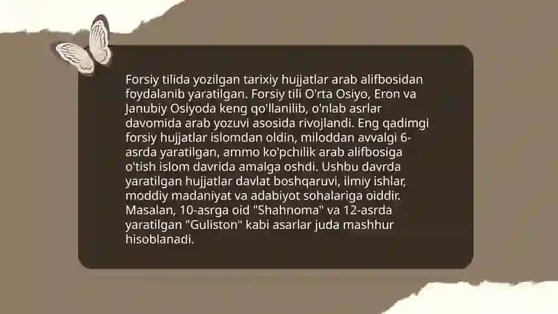 Forsiy tilda arab yozuvida yozilgan dastlabki manbalar 4