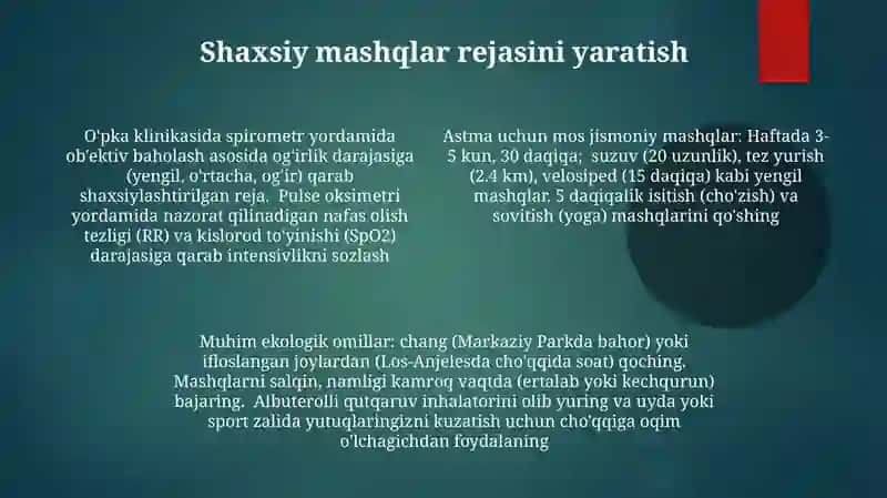 Bronxial astma kasalligida qo'llaniladigan jismoniy mashqlar to'plami 4