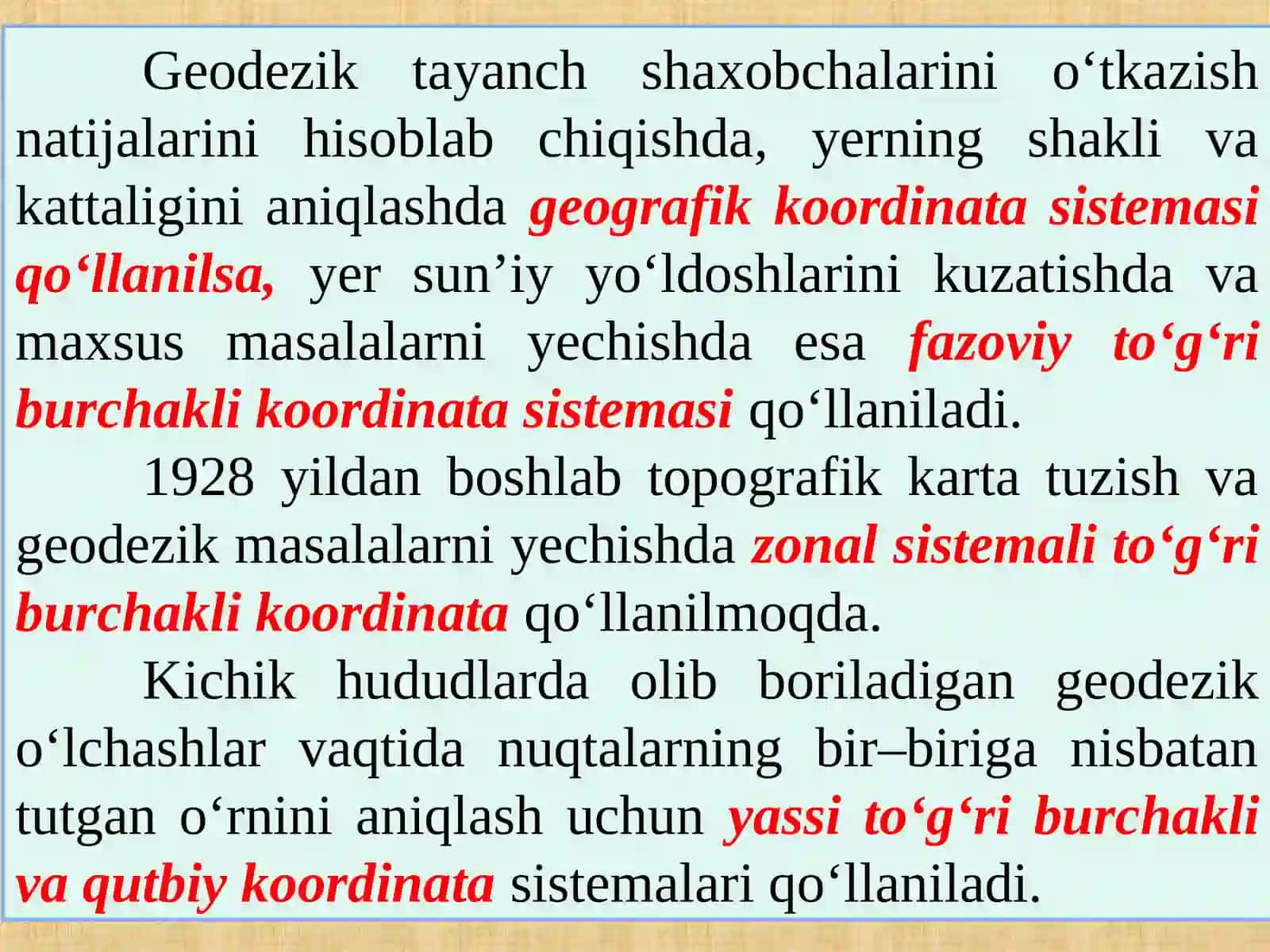 GEODEZIK KOORDINATALAR SISTEMASI 4
