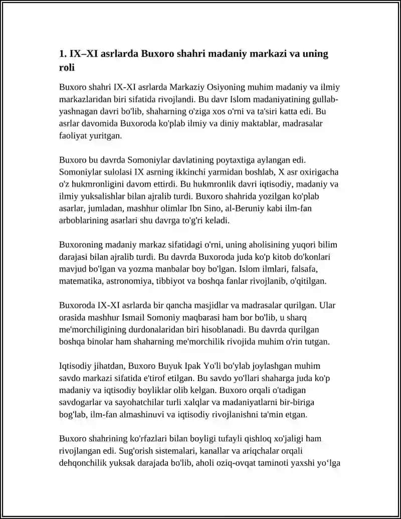IX-XI ASRLARDA MAMLAKATIMIZ HUDUDIDA ROʻY BERGAN MADANIY UYGʻONISH (RENESSANS). BUYUK ALLOMALARNING JAHON SIVILIZATSIYASIGA QOʻSHGAN HISSASI 4