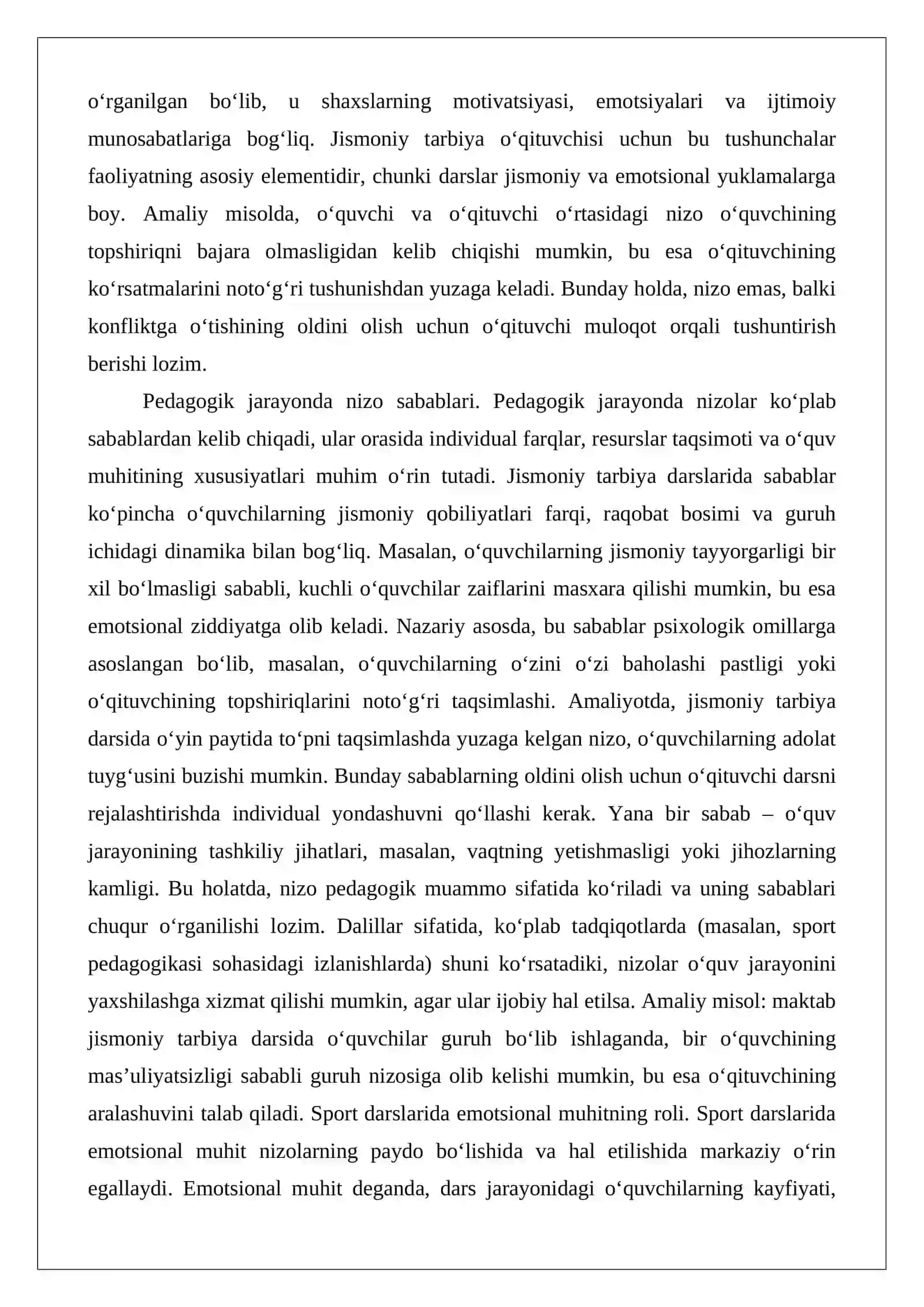 Jismoniy tarbiya o‘qituvchisi faoliyatida nizolar pedagogik muammo sifatida 4