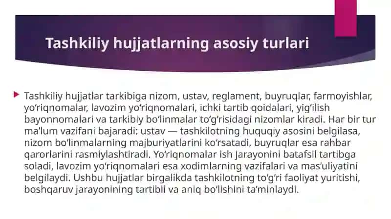 Tashkiliy hujjatlar va ularning turlari 4