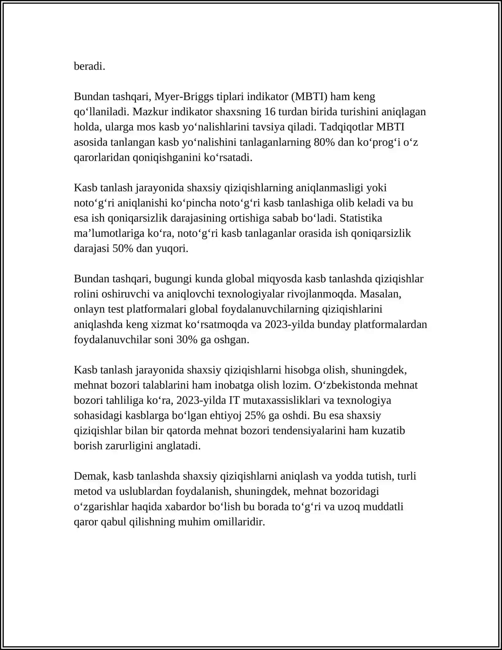KASB TANLASHNING USULLARI 4