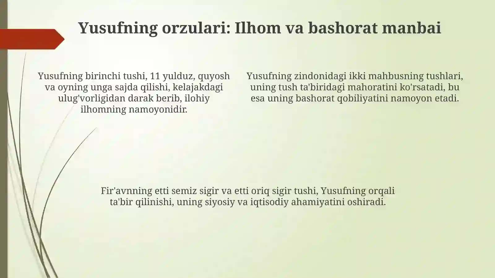 Yusuf va Zulayho dostonlarida tush va kurash motivi 4