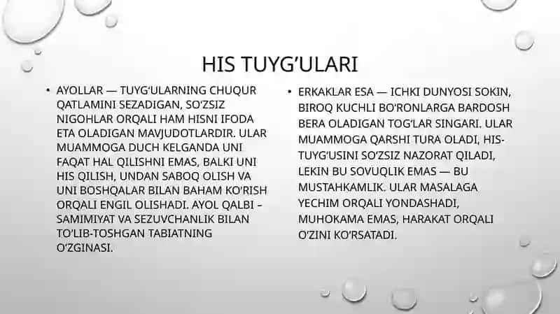 Ayollar va erkaklar psixologiyasidagi farqlar 4