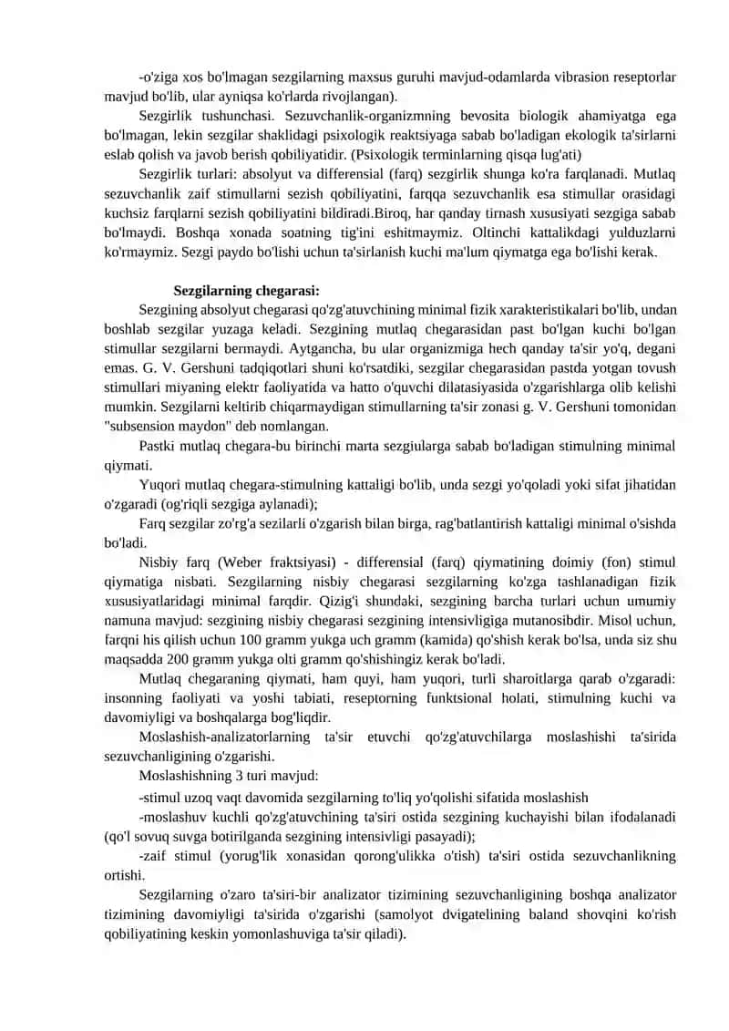 Sezgi psixofizikasi. Perseptiv timsollarnining tashkil topishi va uni o'rganish metodlari 4