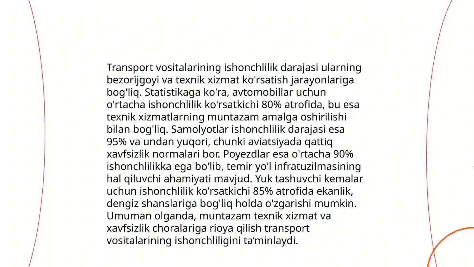 Transport vositasi ishonchliligining kompleks ko'rsatgichlari 4