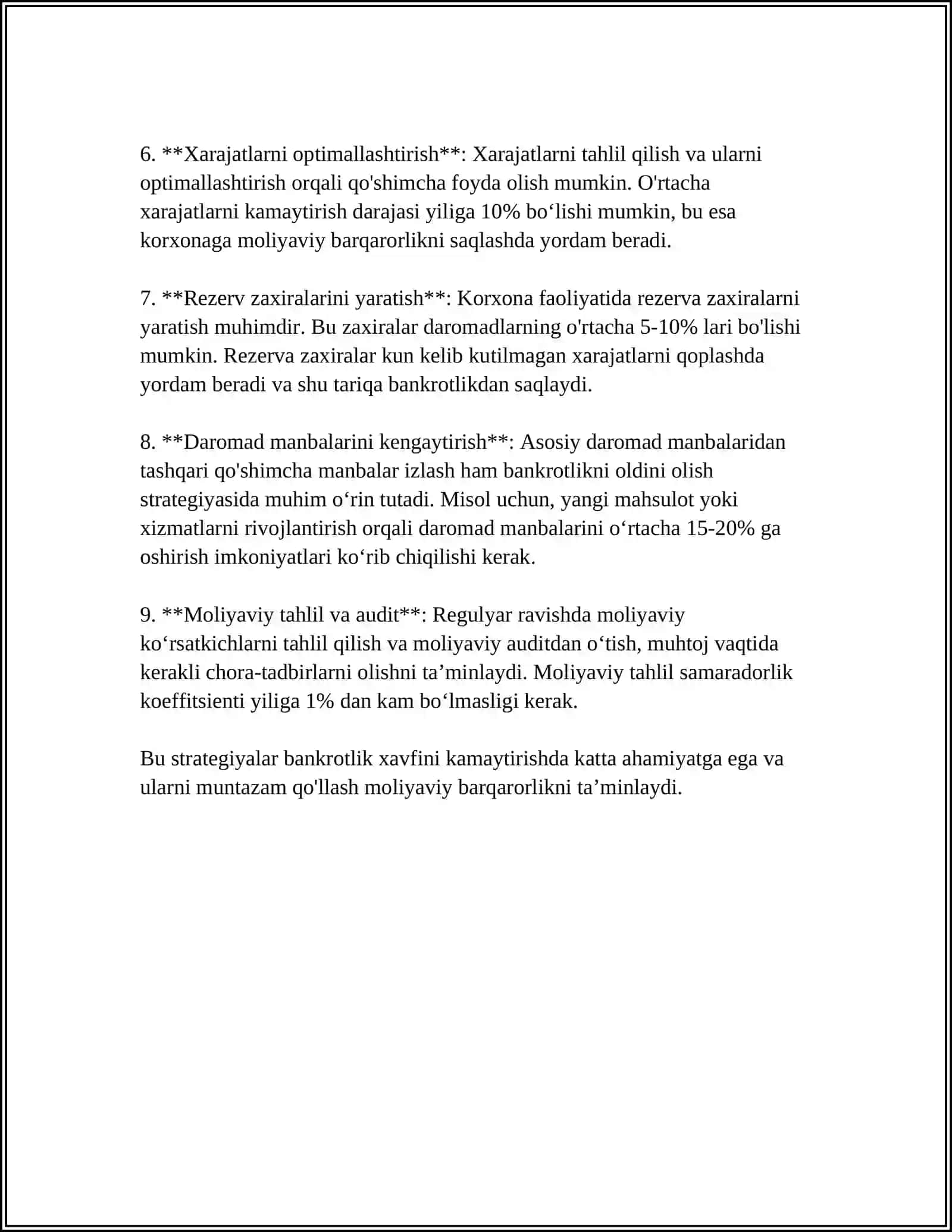 IQTISODIY NOCHORLIK (BANKROTLIK)NI OLDINI OLISH CHORA-TADBIRLARI 4