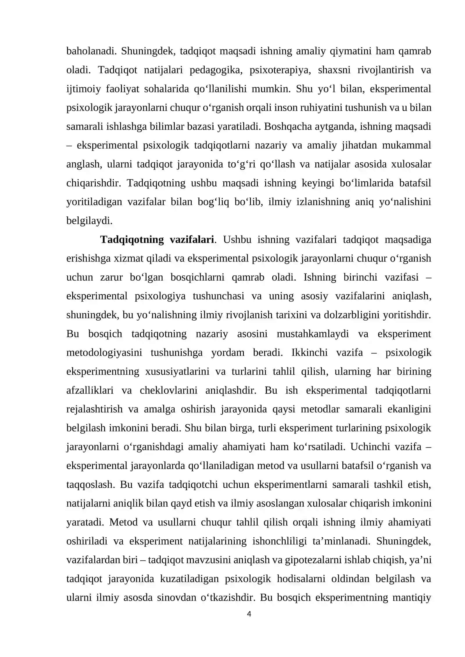 Eksperimental psixologik jarayonlari bosqichlari mavzusidagi kurs ishi 4