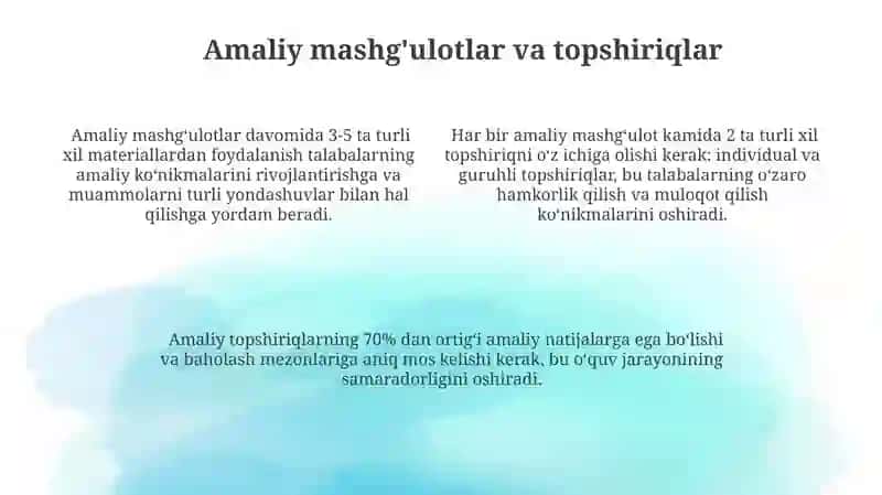 Turli materiallar bilan ishlash darslarining mazmuni 4