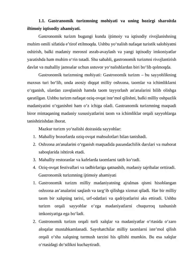 O’ZBEKISTONDA GASTRANOMIK TURIZM SALOHIYATI VA RIVOJLANISH STRATEGIYASI 4