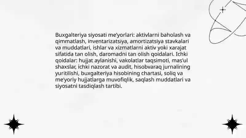 Me'yoriy-huquqiy baza va buxgalteriya standartlari 4