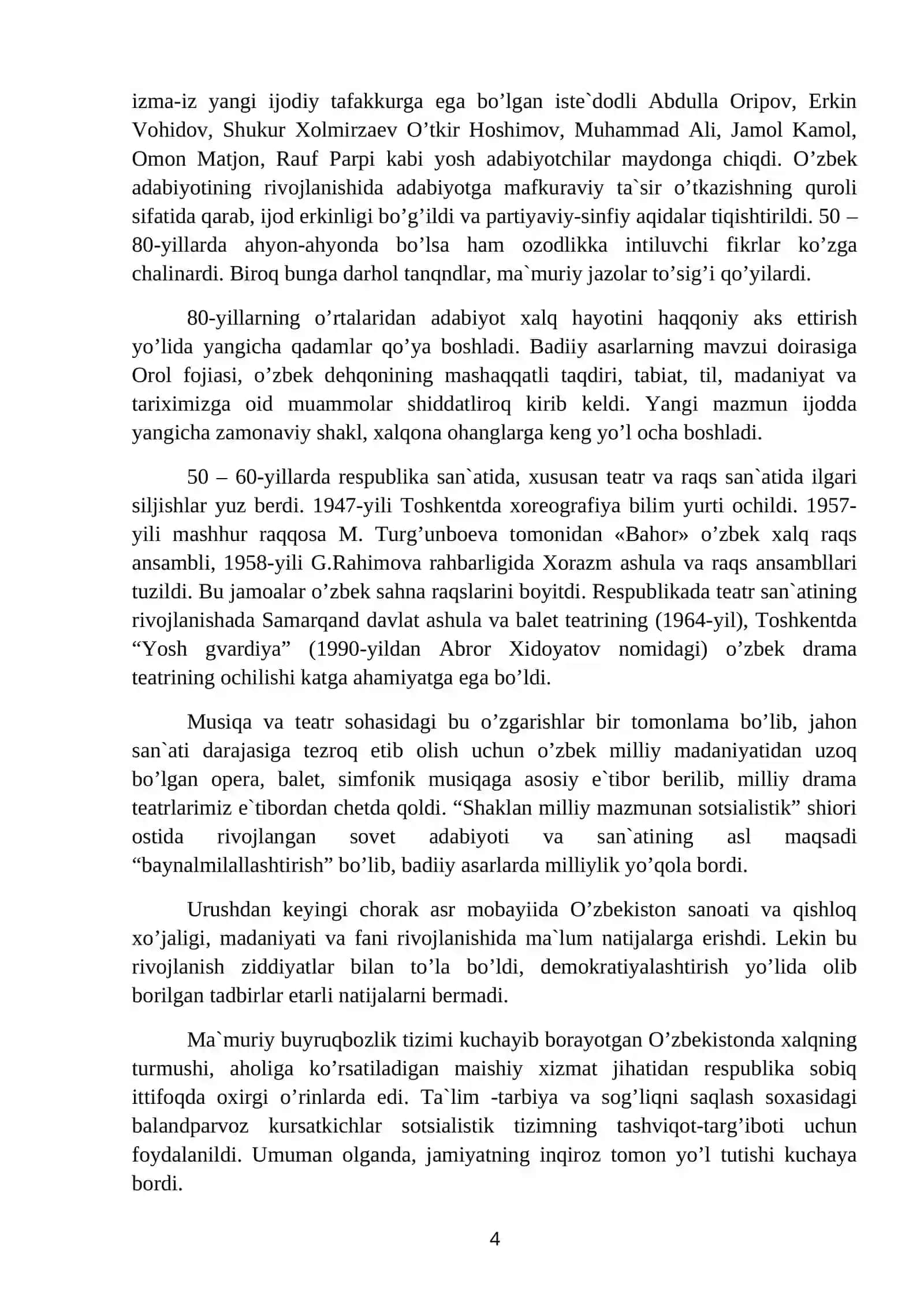 Mustaqillikka erishish arafasida O`zbekistondagi ijtimoiy-siyosiy jarayonlar. 4