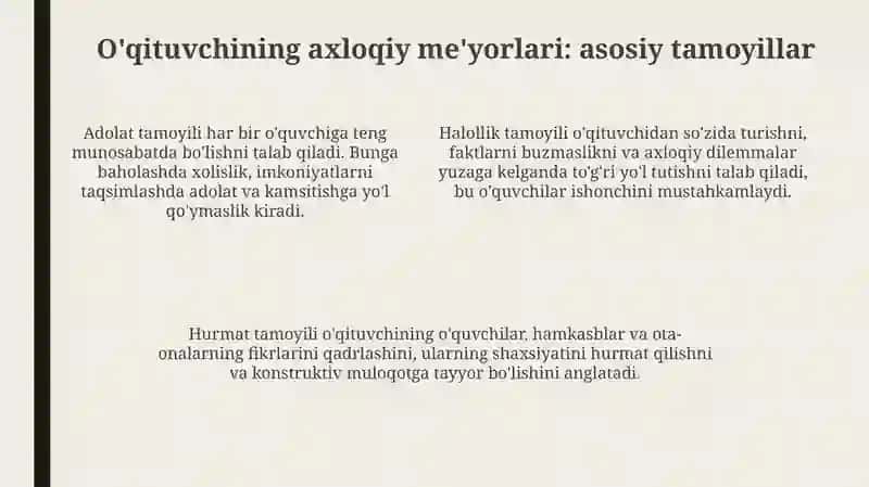 O'qituvchining shaxsiy fazilatlari va etika me'yorlari 4