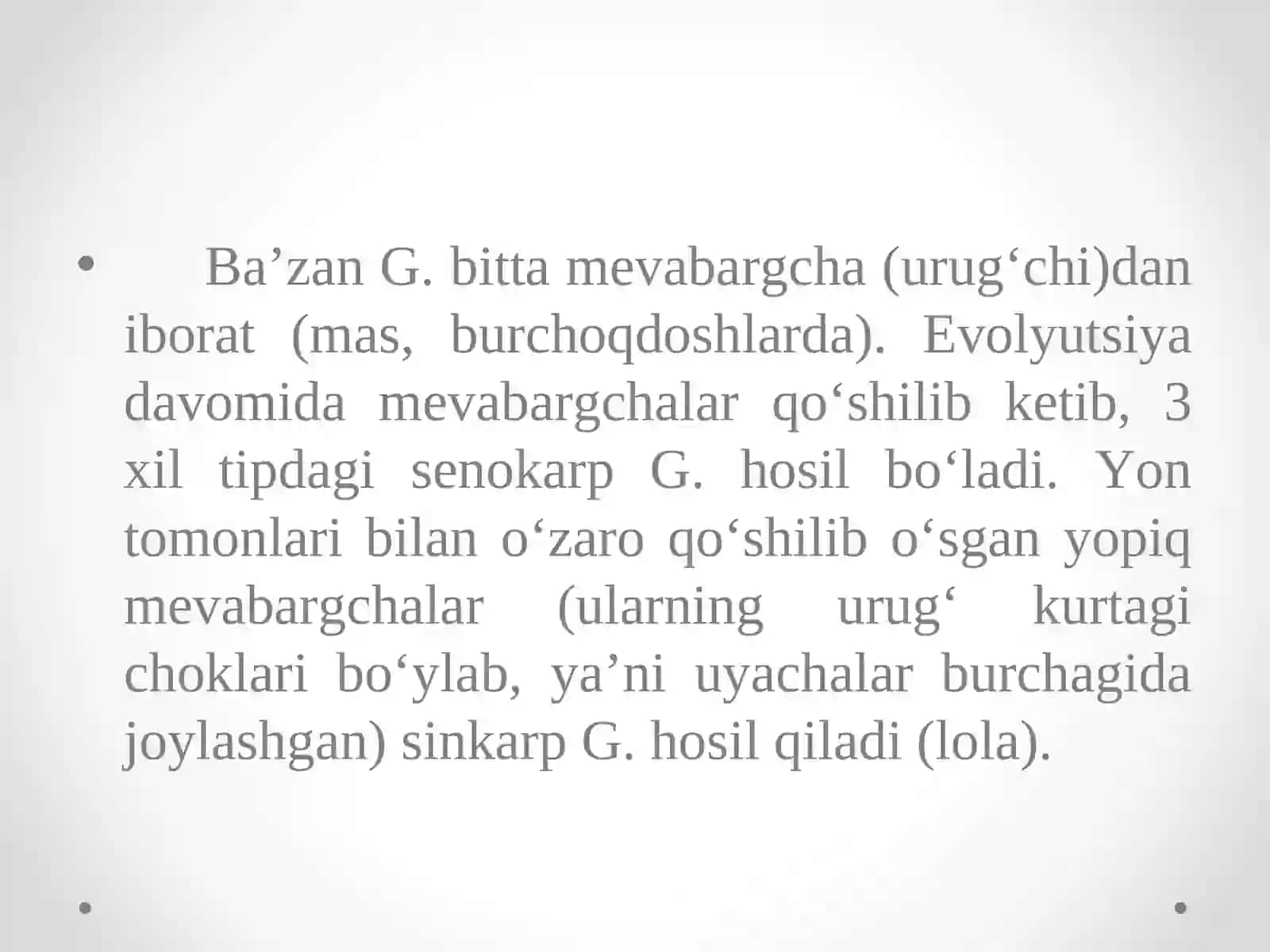 "Ginetsey haqida tushuncha. Uning tuzilishi va vazifasi" 4