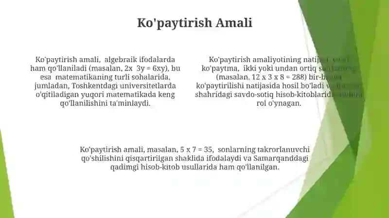 Toplamlar tushunchasi ular ustuda amallar konspekt 4