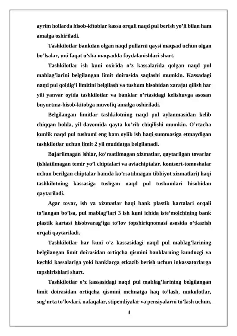 Kassa operatsiyalarini hisobga olish 4