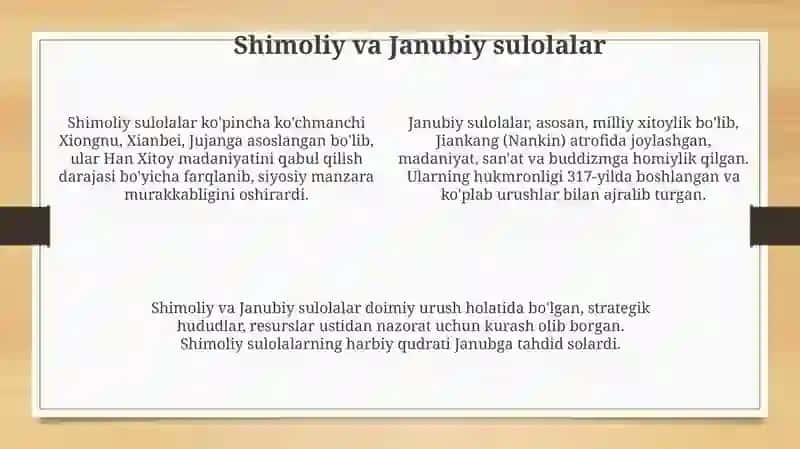V - VI asrlarda Xitoyning siyosiy tarqoqligi 4