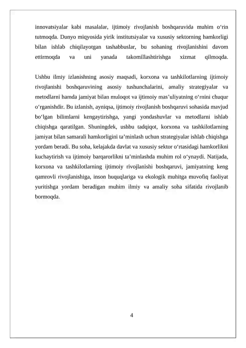 Korxona va Tashkilotning Ijtimoiy Rivojlanishi Boshqaruvini O'rganish 4