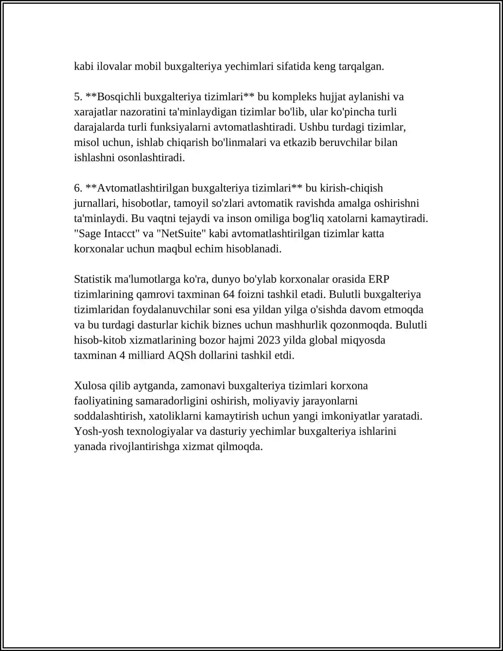 ZAMONAVIY BUXGALTER TIZIMLARI VA ULARNING ASOSIY XUSUSIYATLARI 4