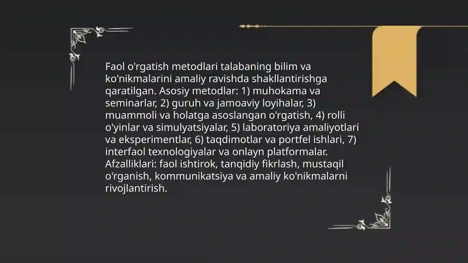 An'anaviy dars metodlari 4