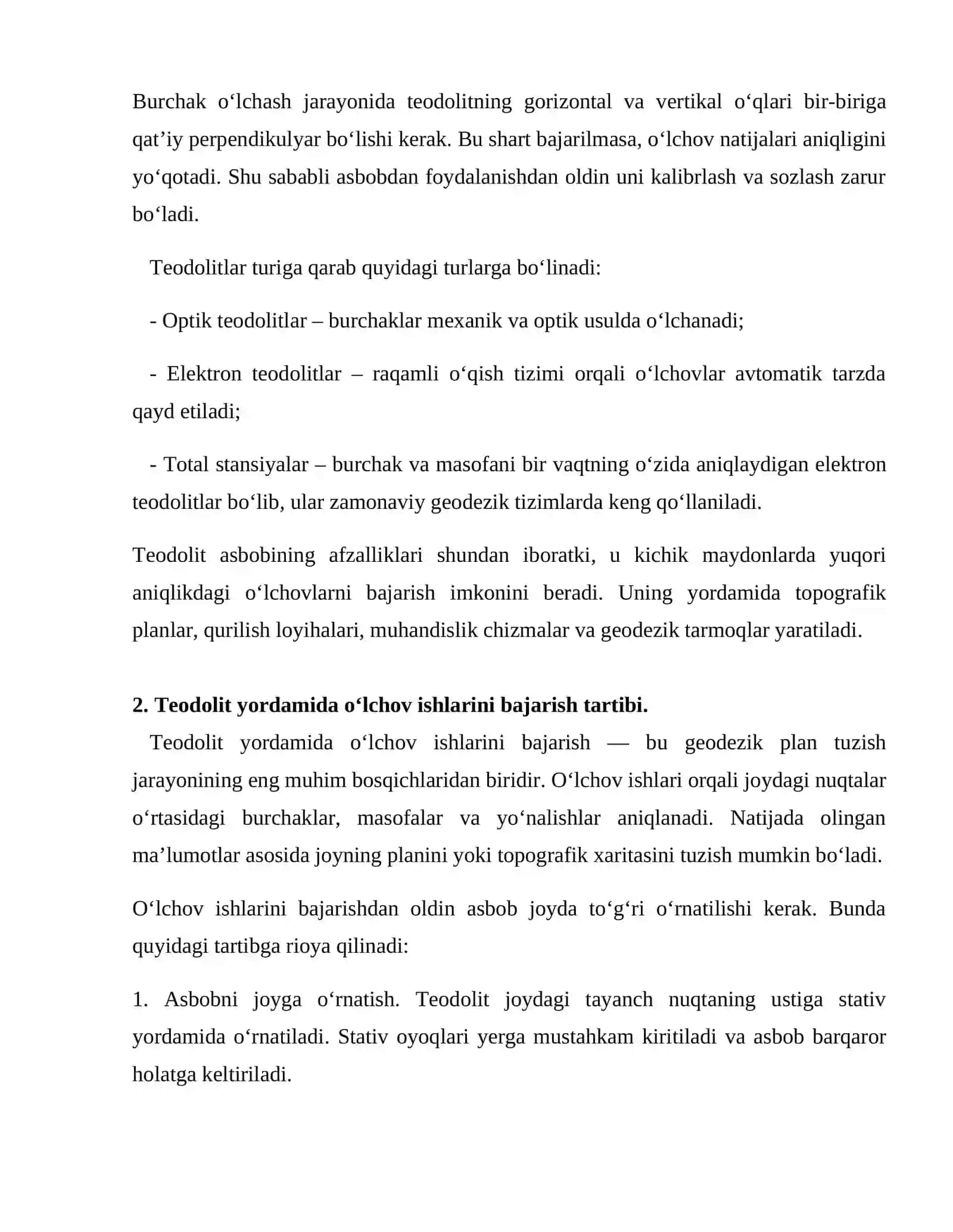 Teodolit yordamida plan tuzish 4