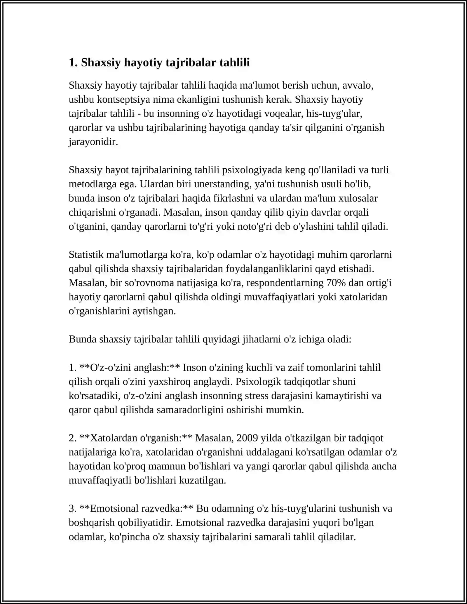 "KUNDALIK HAYOT TARIXI" YONDASHUVI ASOSIDA TADQIQOT OʻTKAZISH 4