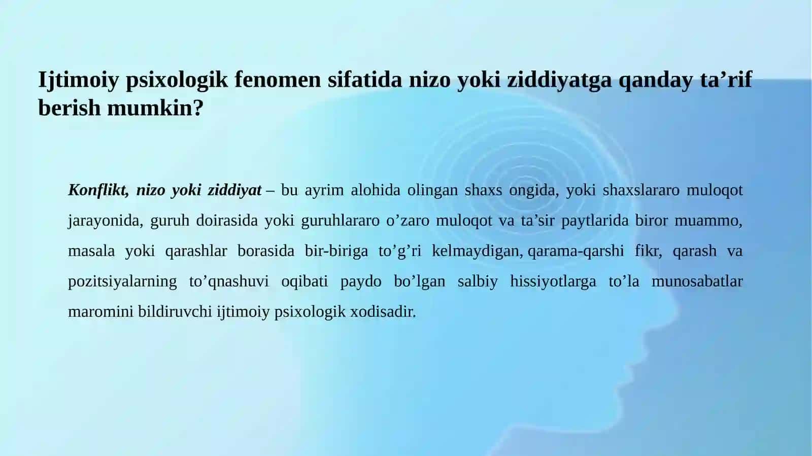 Shaxslararo munosabtlardagi konfliktlar natijasida stressga tushganlar bilan terapevtik ish 4