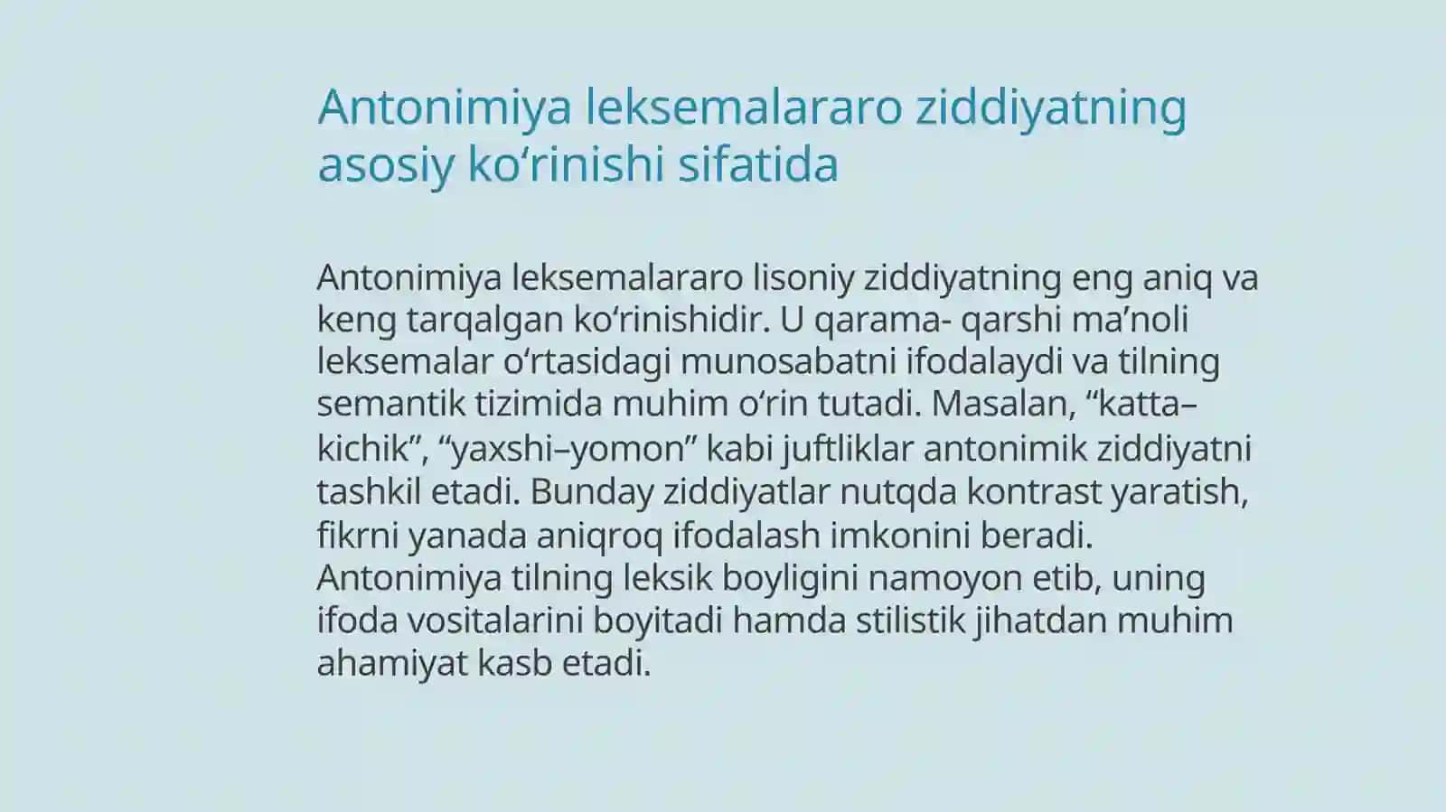 LEKSEMALARARO LISONIY ZIDDIYAT VA LEKSIK PARADIGMA 4