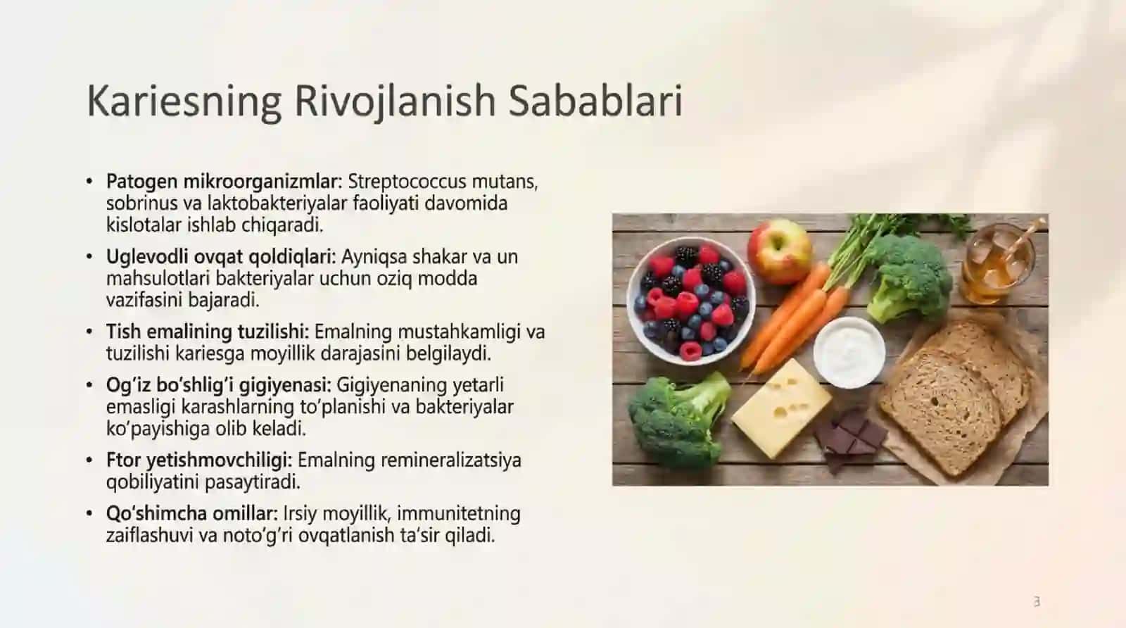 Karies kasalligini umumiy davolash. Karies va ovqatlanish, fizik davolash usullari, kasallik tarixi 4