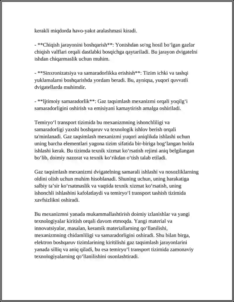 TEMIRYOL TRANSPORT TIZIMIDA GAZ TAQSIMLASH MEXANIZMNING YURITMALARI 4