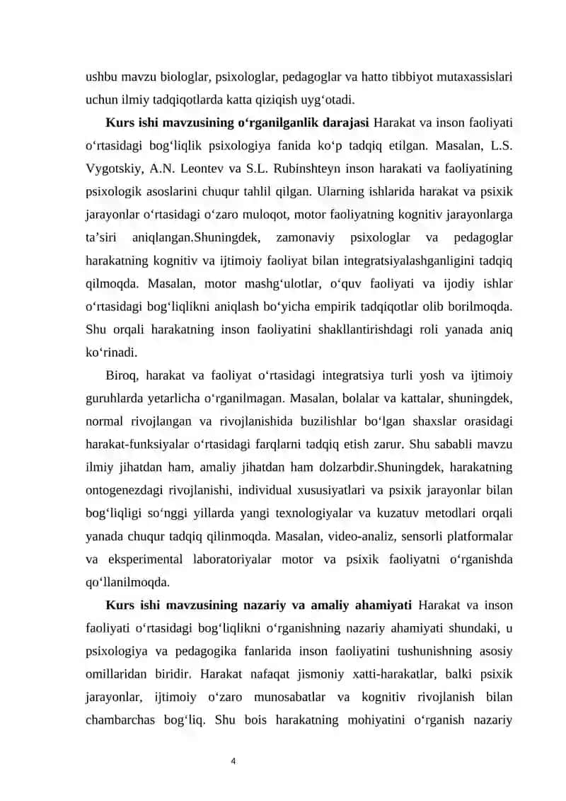 Harakat inson faoliyatining birligi sifatida         Ҳаракат инсон фаолиятининг бирлиги сифатида 4