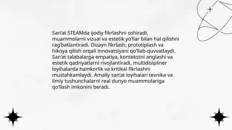 STEM va STEAM ta’limidagi asosiy farqlar 4
