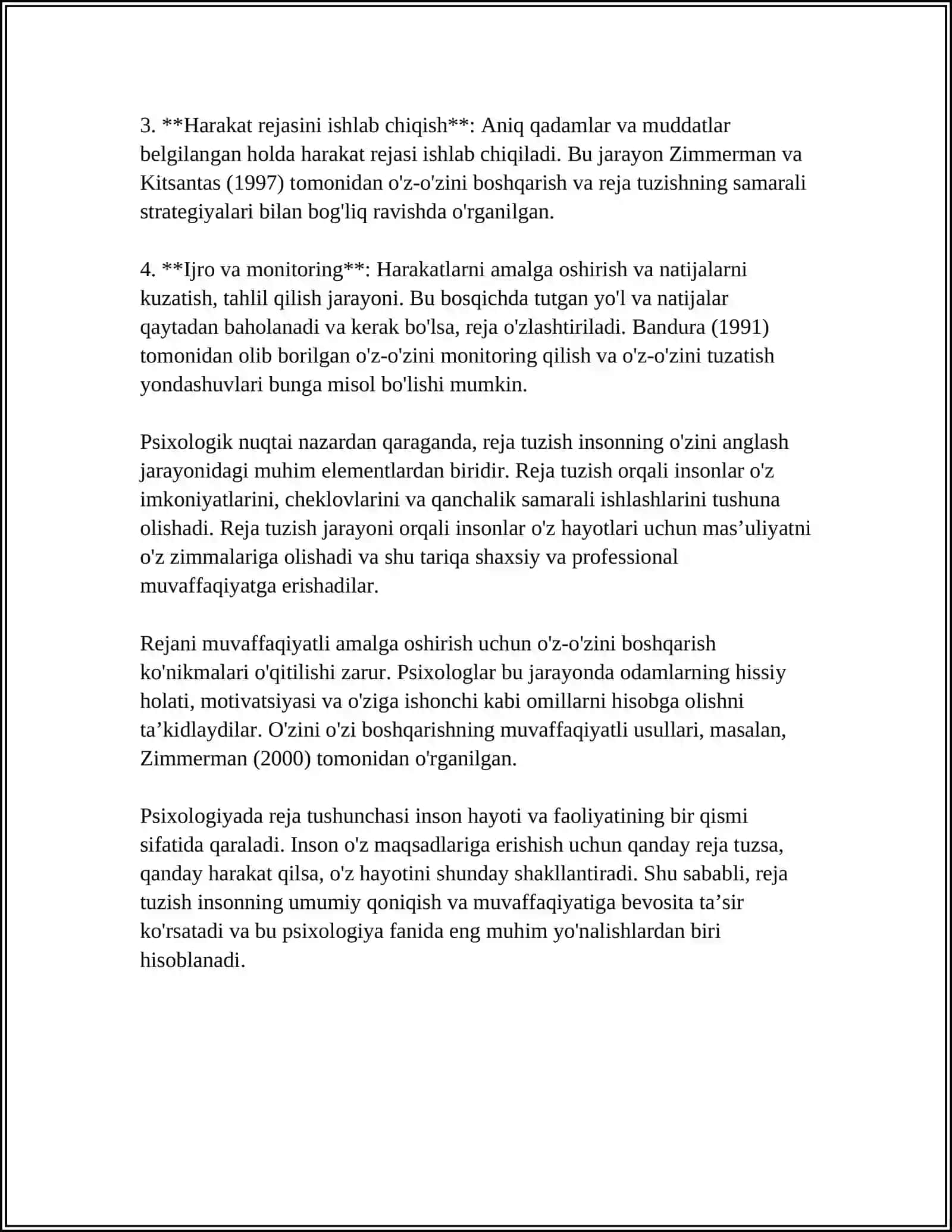 PSIXOLOGIYADA REJA BER 4