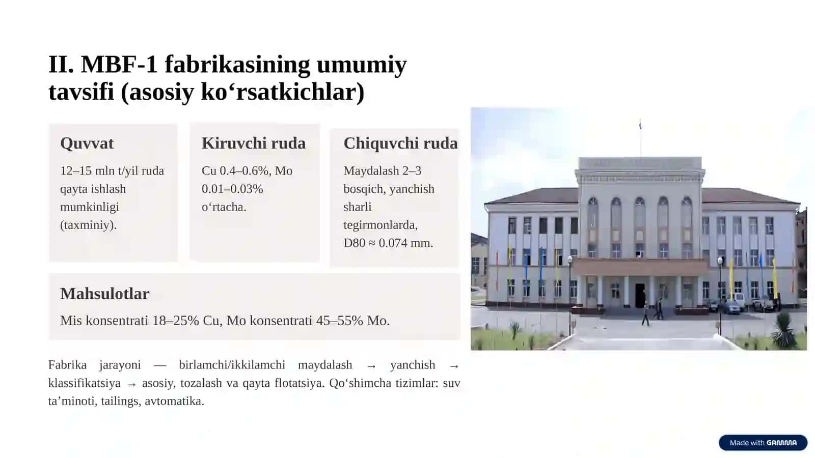 MBF 1 Mis-molibden rudalarini flotatsiya usuli dasturi 4