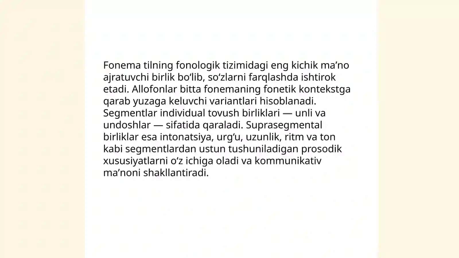 Tilning fonetik-fonologik sathi. Fonetika aspektlari 4