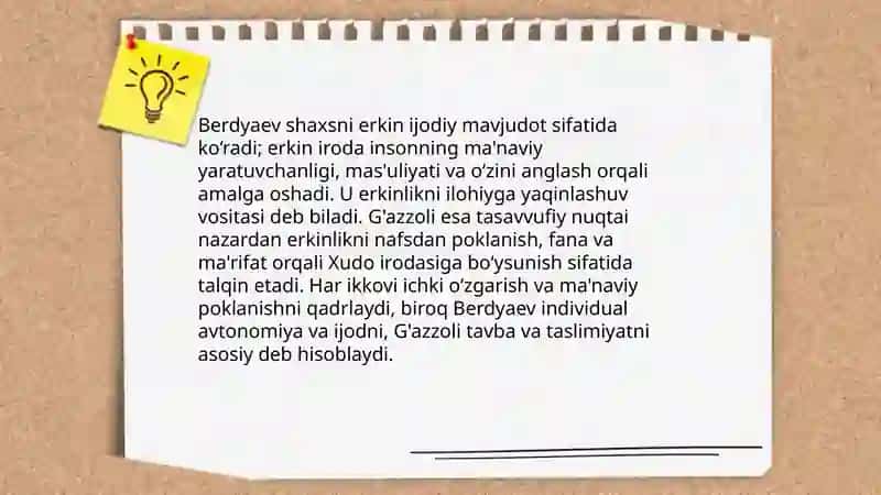 Din va hurfikrlilik (Berdyaev va G'azzoliyning diniy hurfikrlilik haqidagi g'oyalarini solishtirish) 4